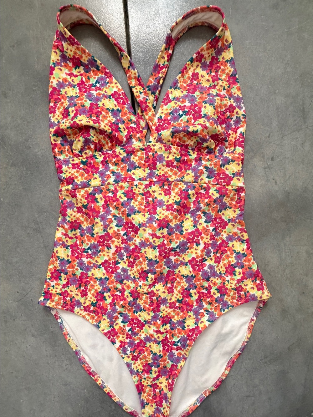 Old Navy Bright Floral One-Piece Swimsuit in Yellow, Pink and Purple
